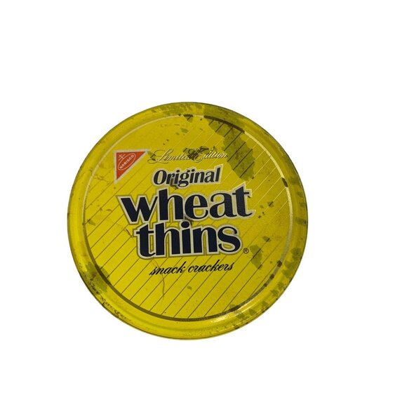 1987 Nabisco Wheat Thins Limited Edition Yellow Tin 13oz Vintage Snack Can Empty - Picture 5 of 9